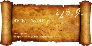 Öhl Jolán névjegykártya