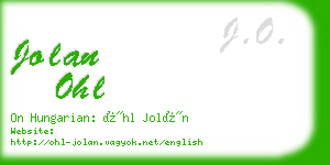 jolan ohl business card